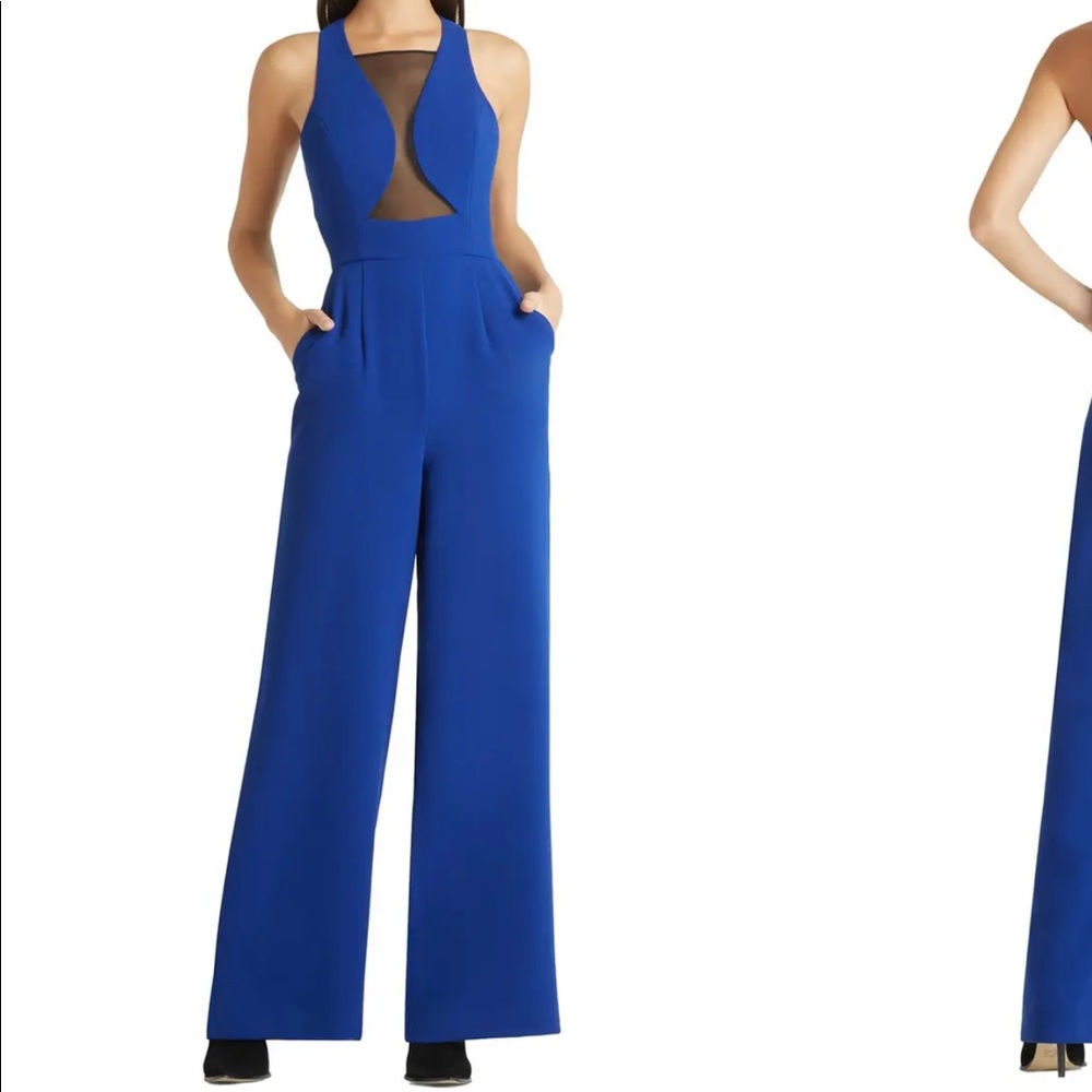 BCBGeneration Lace Trim Wide Leg Jumpsuit